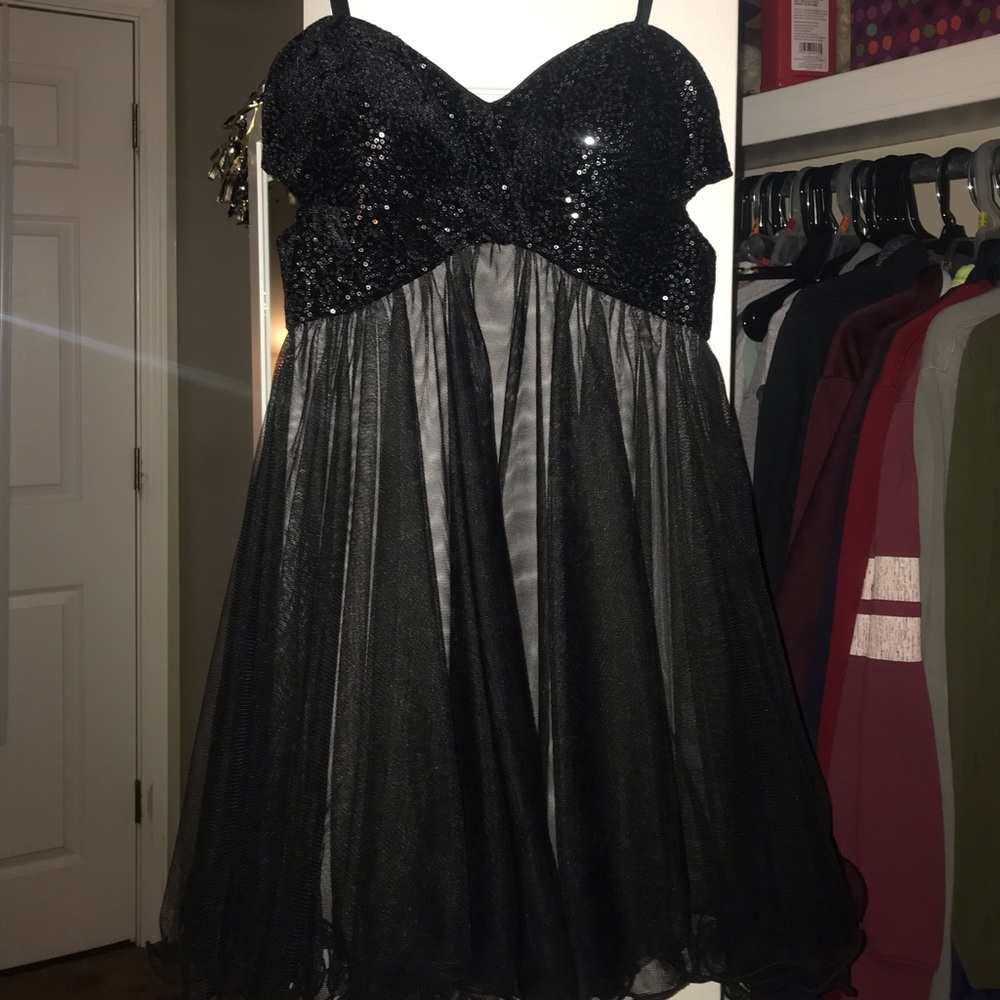 black and silver short homecoming dress